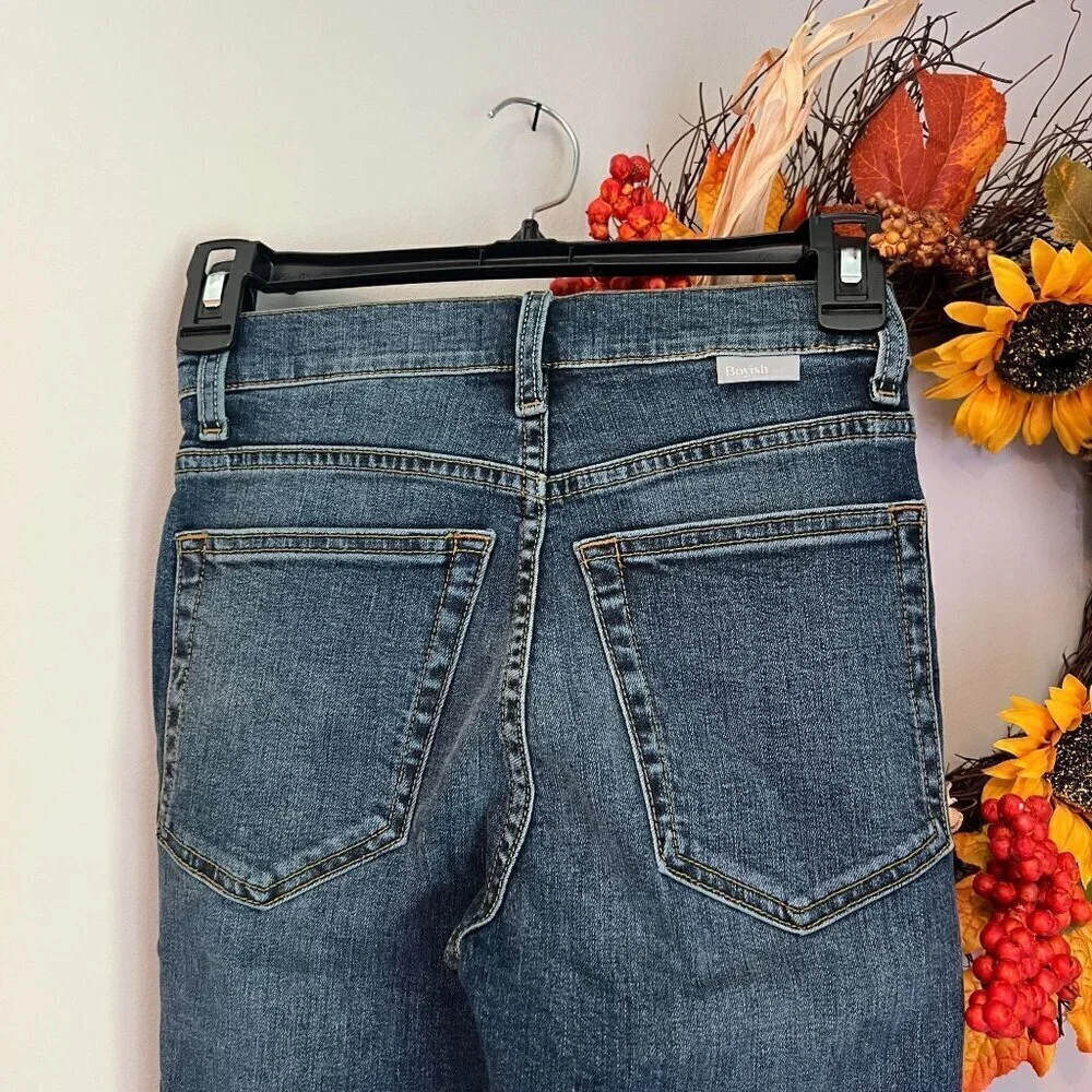 Boyish The RILEY Medium Rise Stretch Skinny Jeans Sz 25 Split Hem